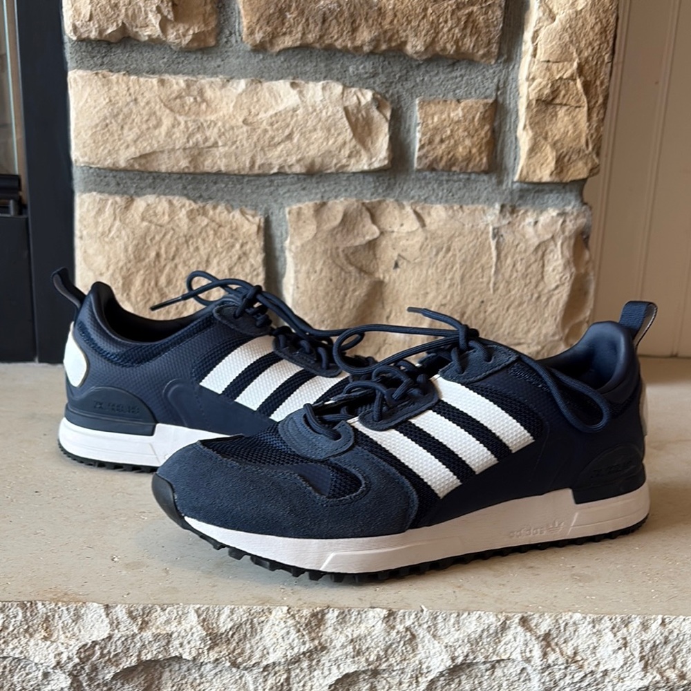 Adidas Men's Navy and White Sneakers